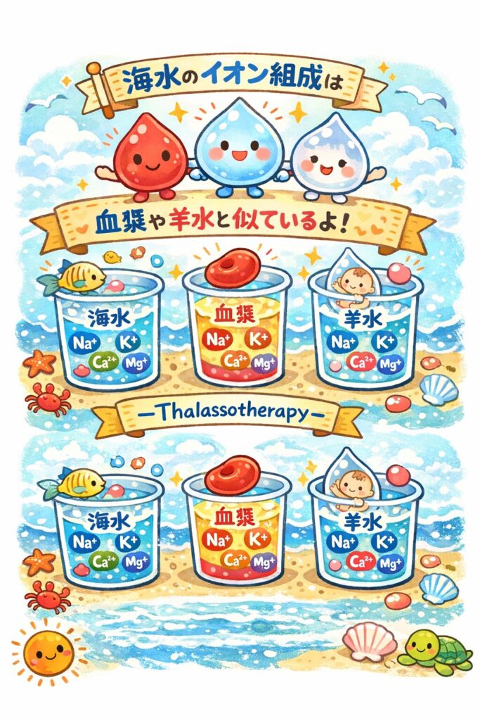 海水と血漿、用水の無機質の成分は似ている