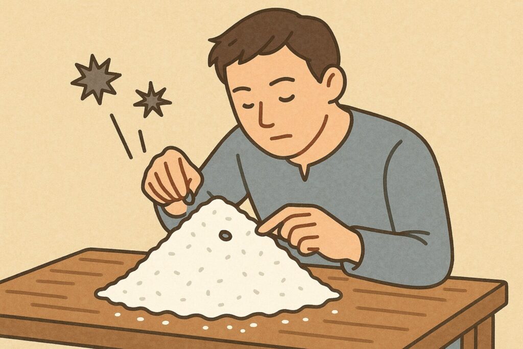 不純物がないか、人の目と手でチェック